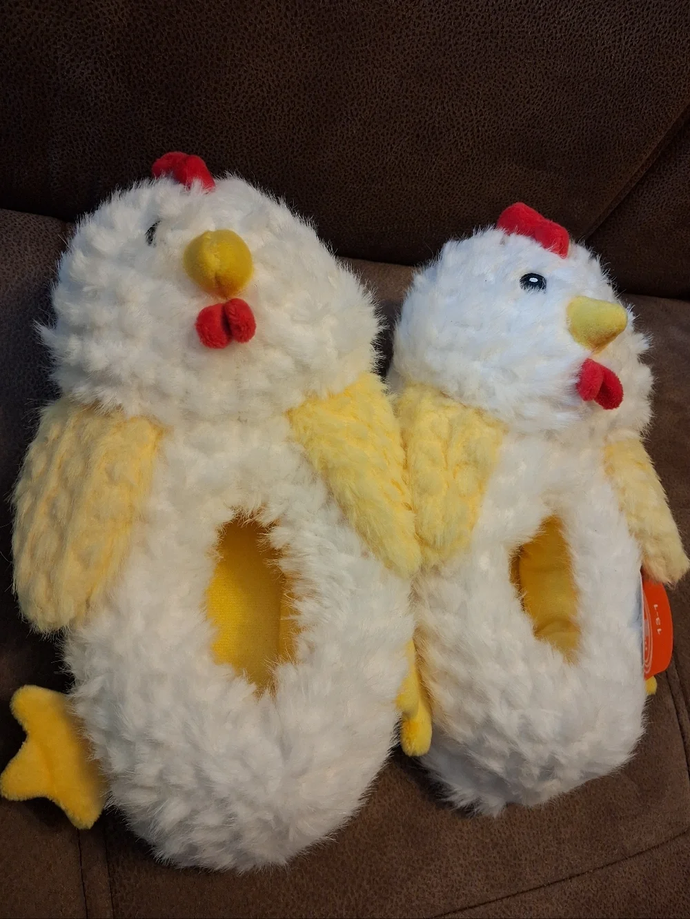 Wonder Nation Kids' Plush Chicken Slippers - White & Yellow Size 13-1